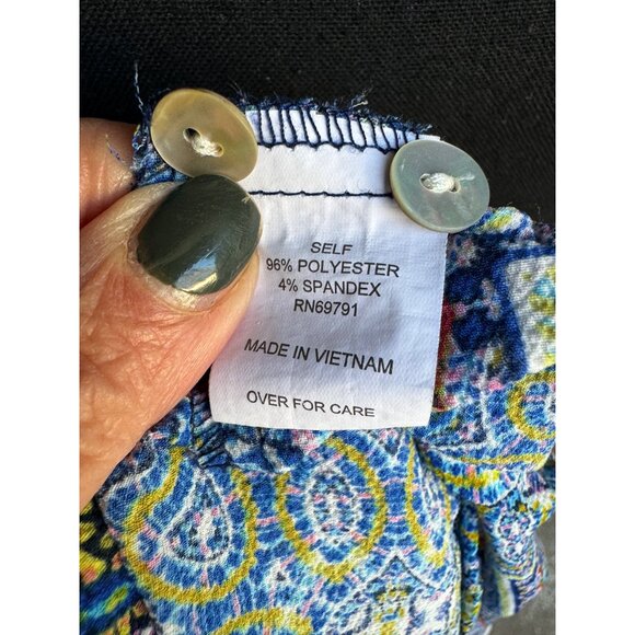 Anthropologie Figueroa Flower XL Paisley Tunic Semi Sheer Blue Boho Peasant Top - Picture 6 of 11